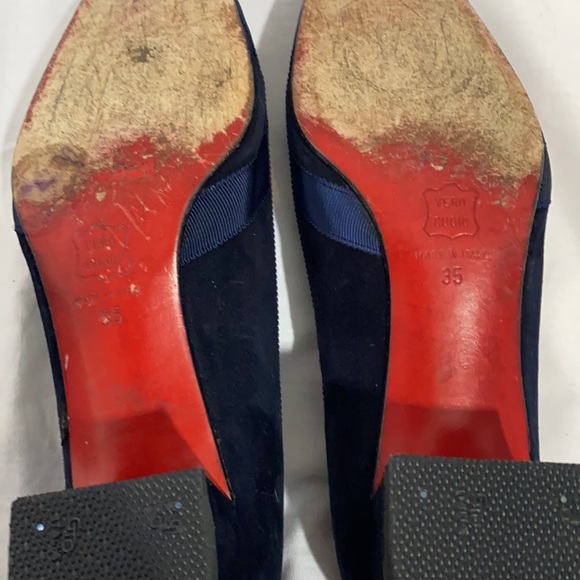 Vintage christian louboutin navy suede heels - Picture 7 of 10